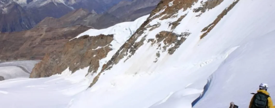 Widok podczas zejścia ze szczytu Dufourspitze