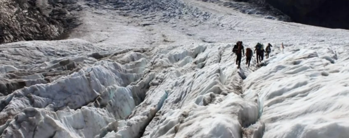 Alpy szwajcarskie, przejście przez lodowiec