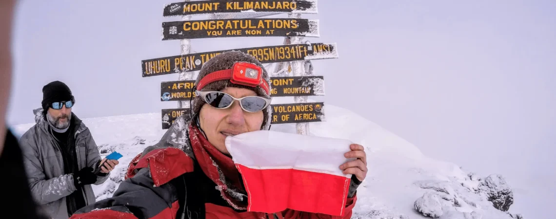 Autorka strony na szczycie Kilimanjaro